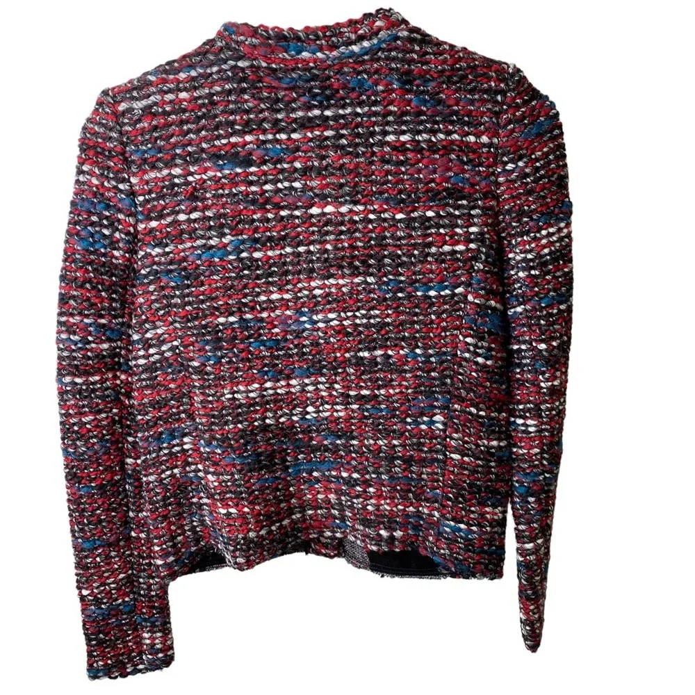 NWT IRO Carene Tweed Jacket Knit Knotted Boucle Red Black Wool Blend Size 40/L - Picture 4 of 14